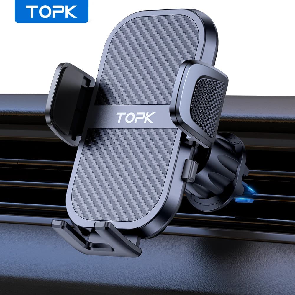 TOPK Air Vent Car Mount,[Big Phones&Thick Case Friendly]Cell Phone Holder for Car Hands Free Clamp Cradle Vehicle for All Phones