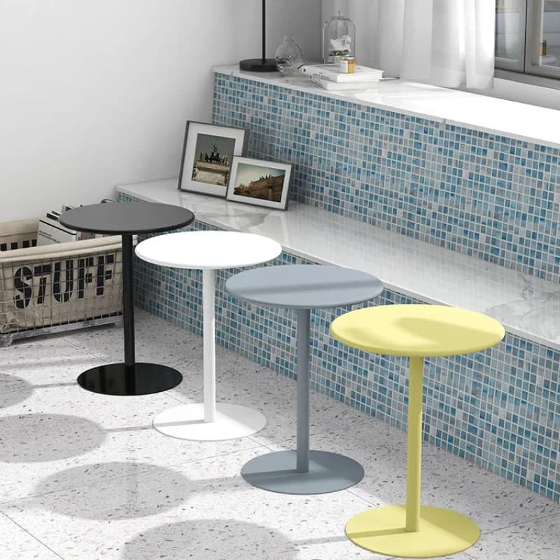 Nordic Sofa Balcony Living Room Coffee Tables Small Bedside Table Light Luxury Iron Art Extremely Simple Round Table Furniture