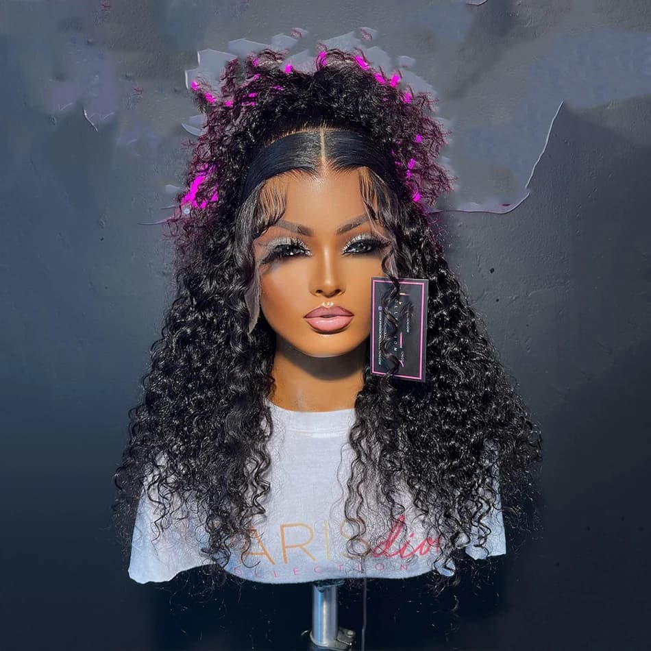 180Density Preplucked Soft Glueless Natural Black Short Bob Kinky Curly Deep Lace Front Wigs For Women BabyHair Daily Cosplay