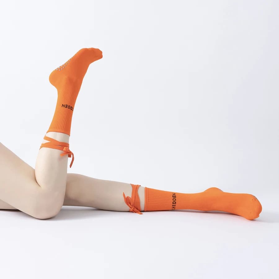 Women Bandage Yoga Socks Cotton Non-slip Silicone Dance Pilates Ballet High Strap Grip Lace-Up Slipper Socks Breathable