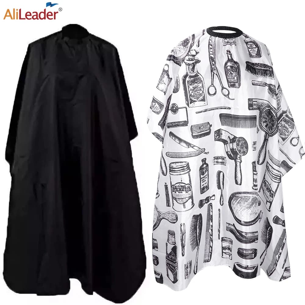 Alileader Professional Hairdressing Salon Nylon Cape with Buckle Snap,Barber Styling Cape,Unisex Black Hair Cutting Cape