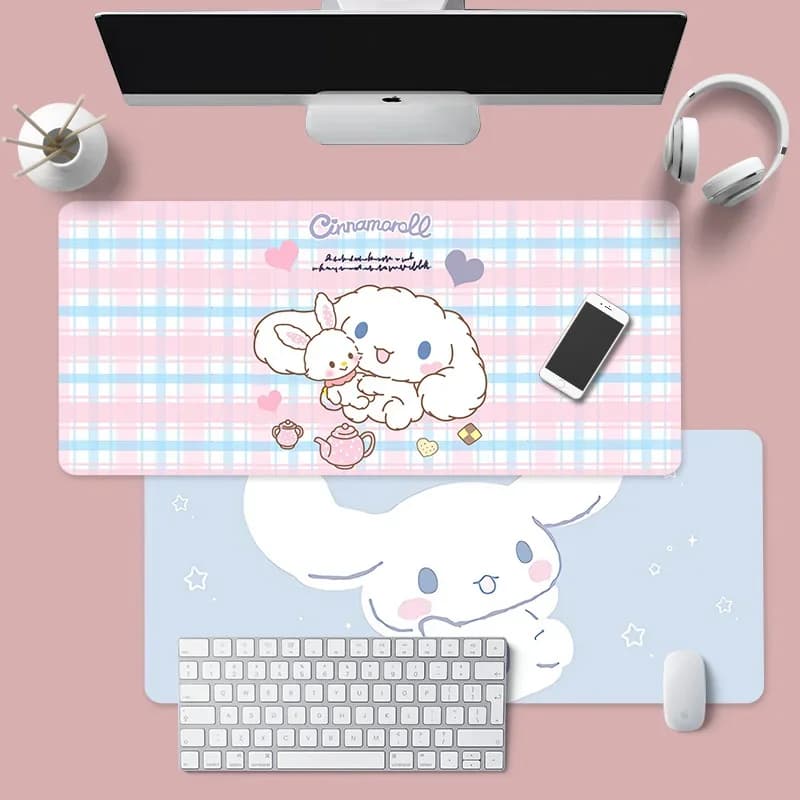 Cinnamoroll Mouse Pad anime Kawaii Large Mat Gaming Kuromi Mousepad Gamer Stitching Desk Mat XXL for PC Keyboard Mouse Carpet