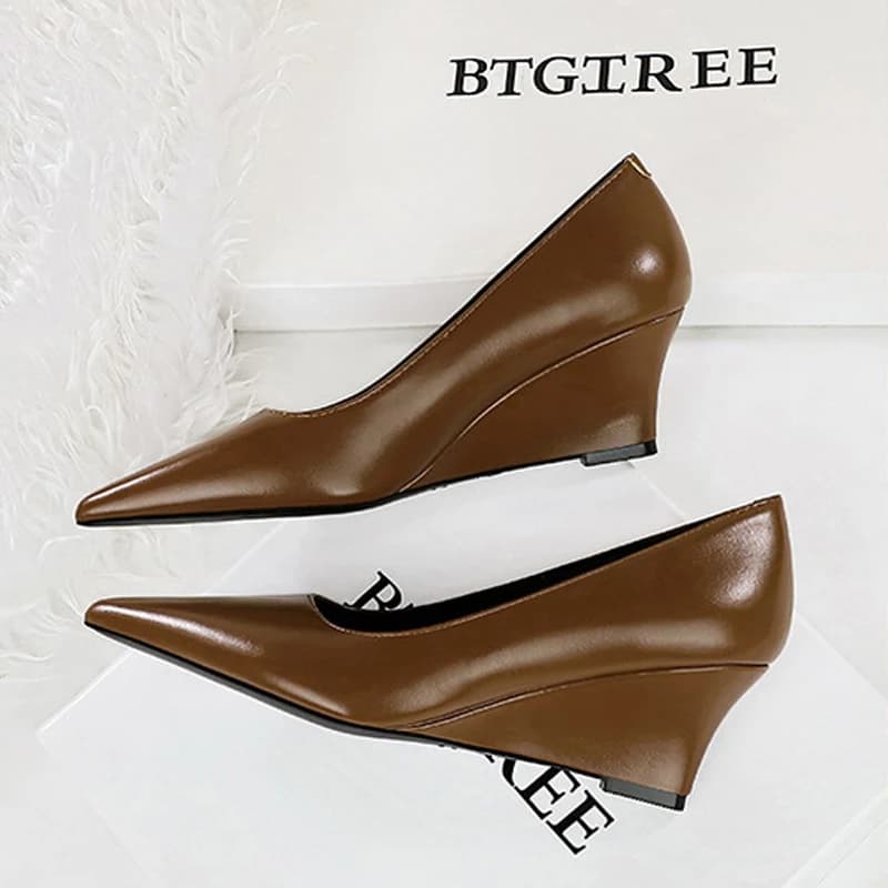 BIGTREE 2025 Spring Fashion Pointed Toe Pumps Woman Wedges Heels Elegant Ladies Shoes Zapatillas De Mujer