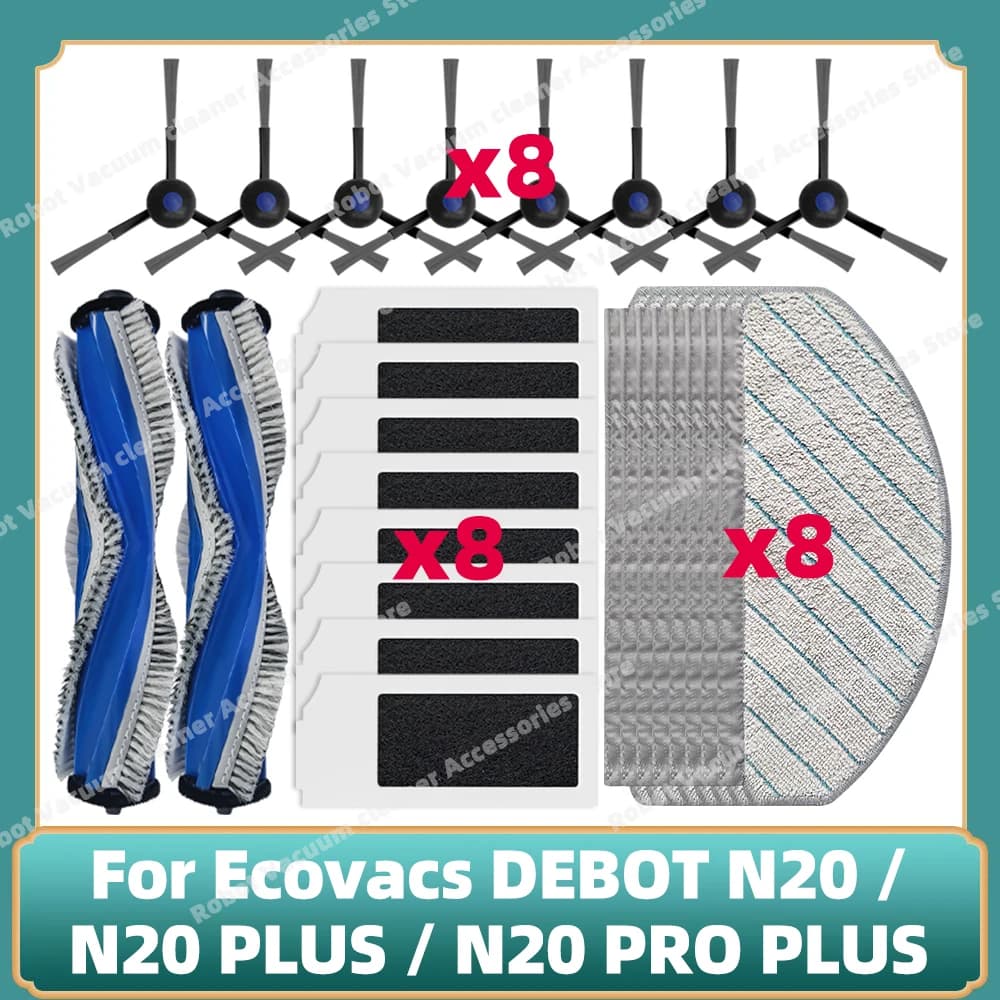 Compatible For ECOVACS DEBOT N20 / N20 PLUS / N20 PRO PLUS Main Side Brush Hepa Filter Mop Cloth Accessories Replacement Parts