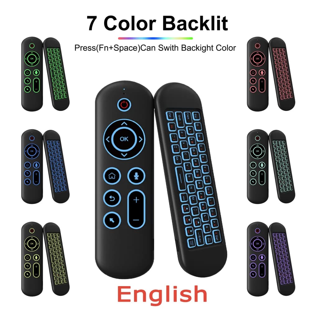 Air Mouse Remote Control Wireless Gyroscope Backlit Mini Keyboard Dual Mode BT5.2 7 Color Backlight For Android Smart TV Box PC
