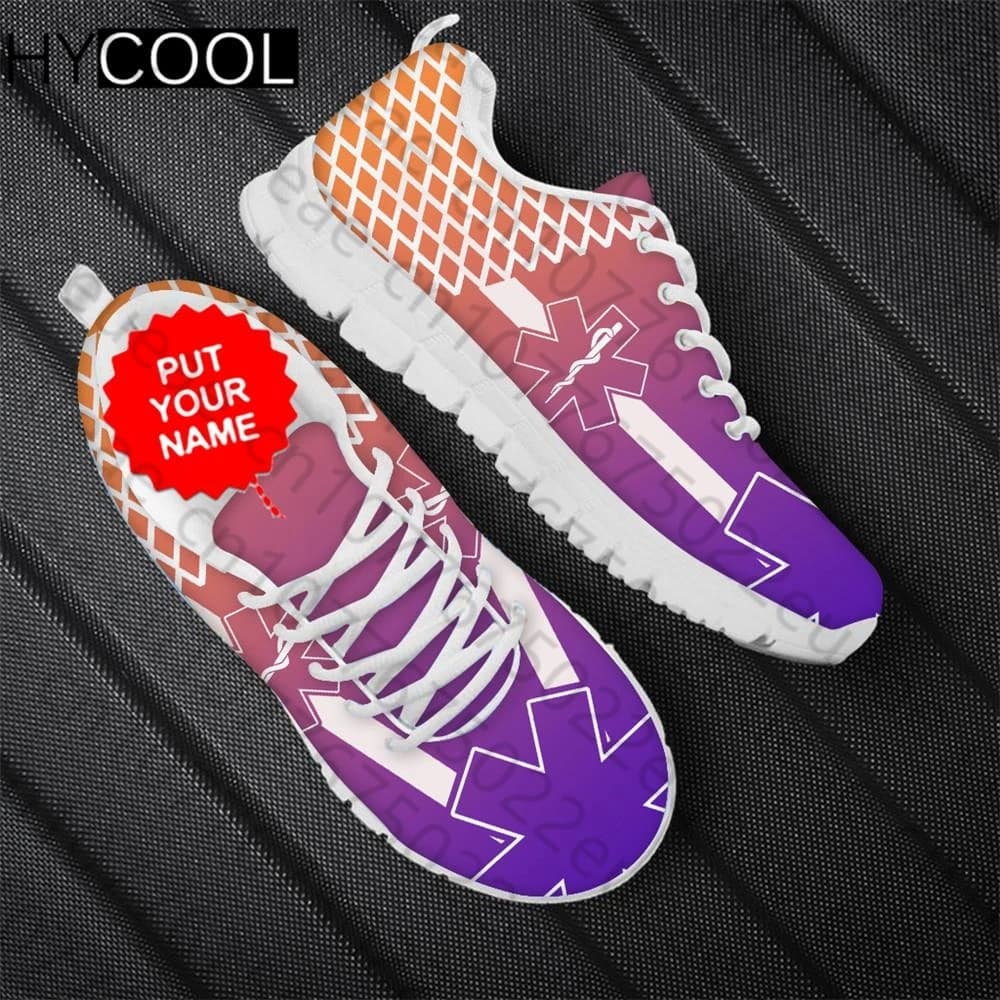 HYCOOL New Style Women Nursing Shoes Paramedic EMT EMS Pattern Print Comfort Running Fitness Sneakers Sport Footwear Zapatillas