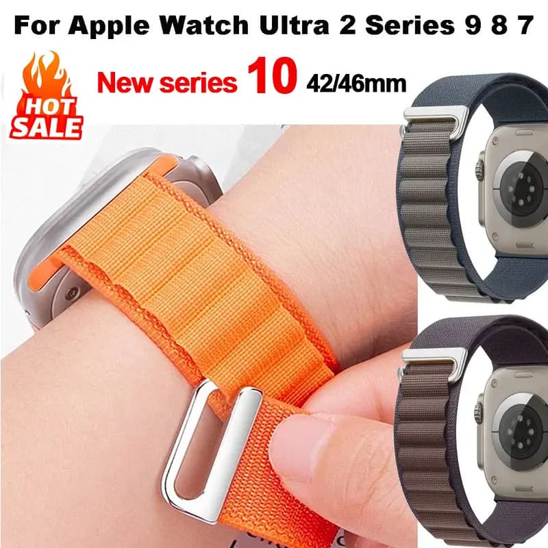 Alpine Loop Strap for Apple Watch Ultra 2 Band 49mm 44/45mm 38/40/41mm Metal Hook Nylon Strap iWatch Series 10 9 8 7 6 SE 42/46m
