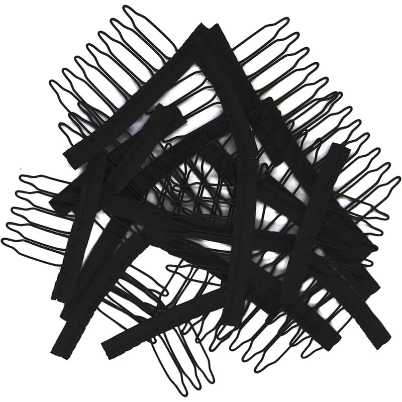 50Pcs Wig Combs To Secure Wig 4-7Teeth Wig Comb Wig Clips With Cloth For Making Wig Caps Steel Material Clips Combs