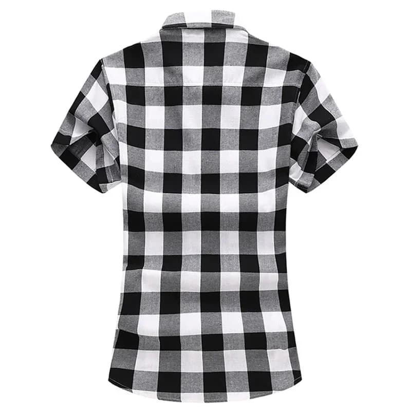 Summer New Striped Plaid Short-sleeved Shirt Men's Fashion Casual Cotton Shirt White Red Green Gray Blue Camisa Man Chemise 7XL