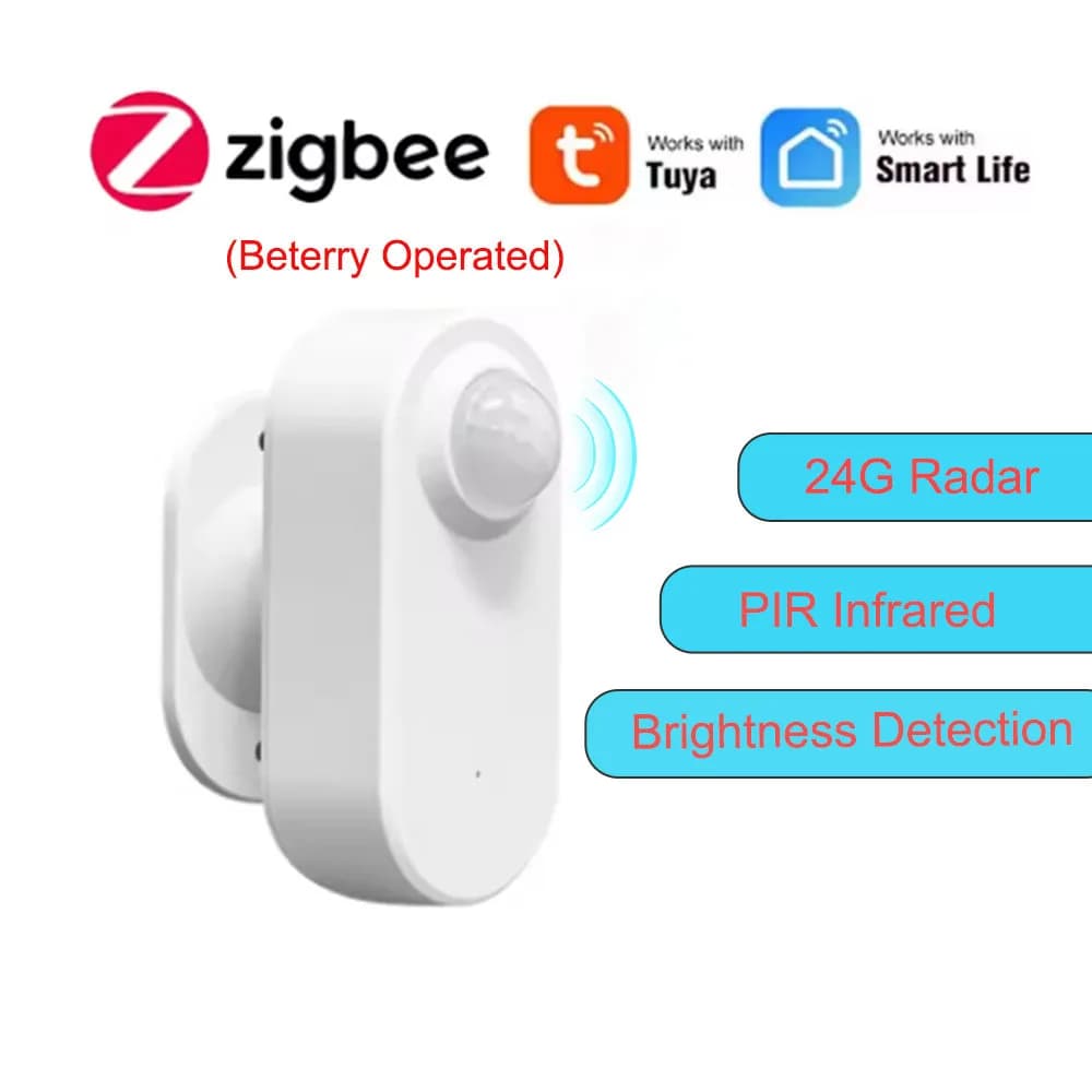 Tuya Zigbee Human Presence Sensor 24G MmWave Radar +PIR,Luminance detection Use Battery Support Zigbee2mqtt Home Assistant
