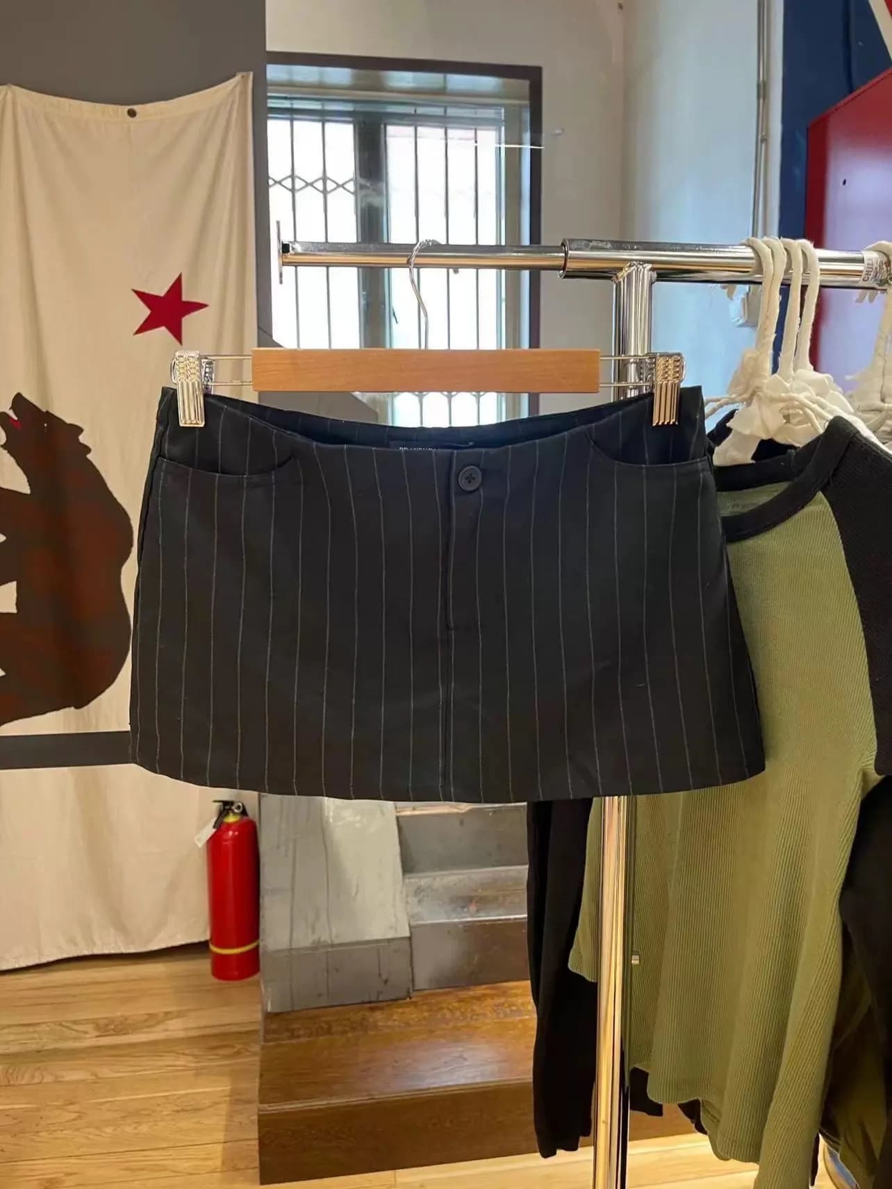 Women Black Mini Skirt 2024 Fashion Spring Ladies Low-rise Striped Skirt Female Vintage Button Safety Pants Slim Skirt