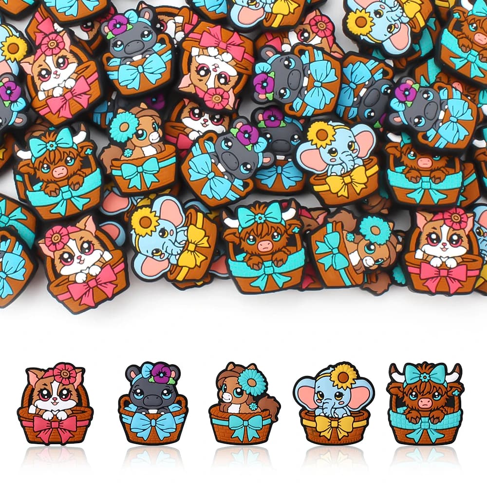 5/10Pcs New Silicone Beads Hamper Animals Shape Focal Beads For Jewelry Making DIY Necklaces Beaded Pen Jewelry Accessories