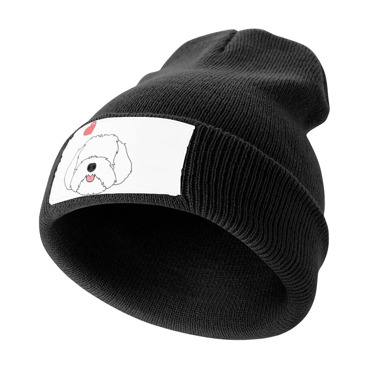 LOVE White Maltipoo Moodle Dog Knitted Cap Big Size Hat hard hat dad hat Men Hats Women's