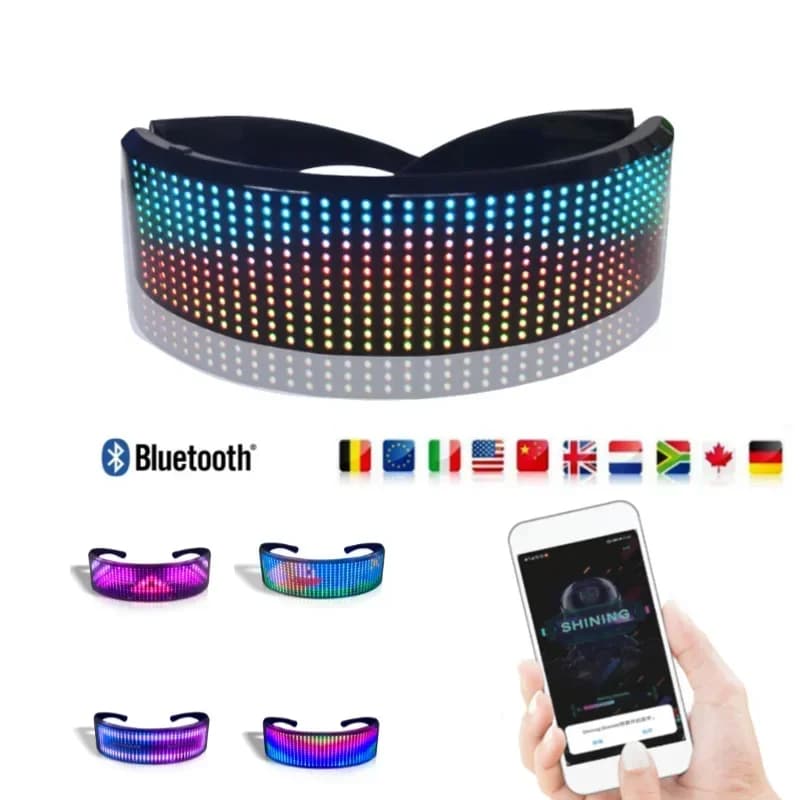 LED Luminous Louver Glasses 2024 Christmas Party Decor Bluetooth App Control USB Charge Flashing Luminous Glasses for Party Gift