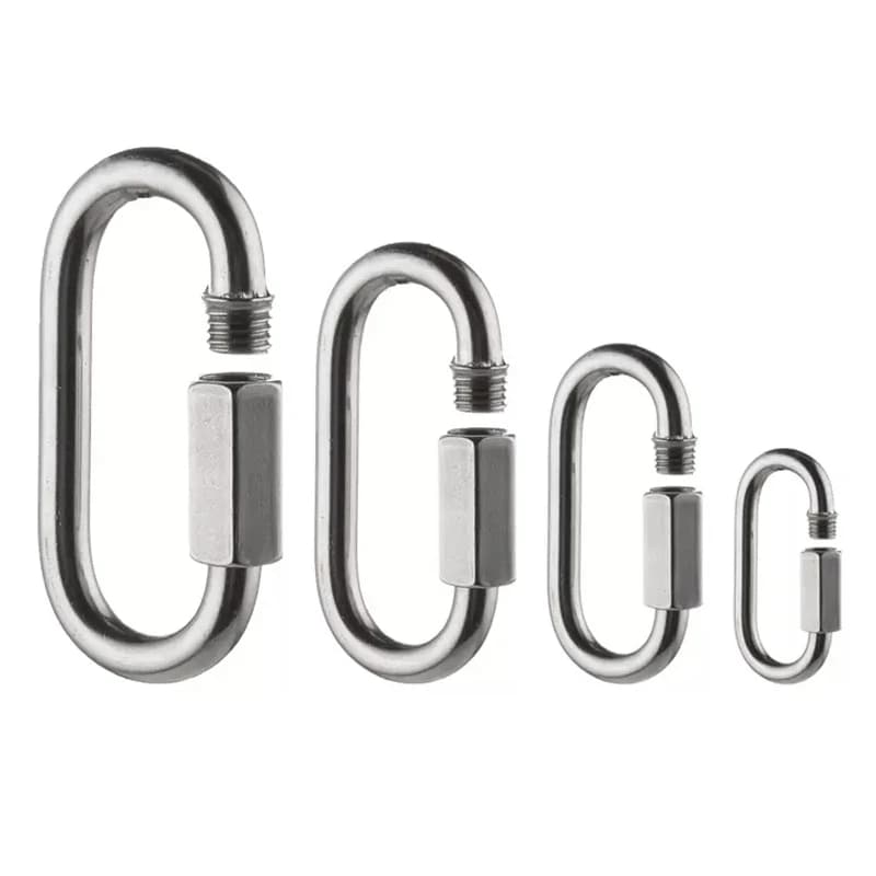 304 Stainless Steel Oval Locking Carabiner Clip, Quick Links, Rope Connector for Trailer, Swing, Hammocks, Cable, Camping