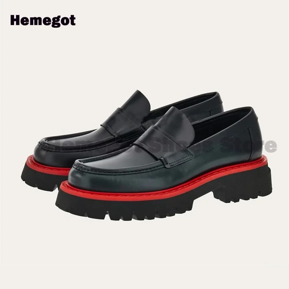 Thick-soled Slip-on Loafers Men Shoes Luxury Black Men Dress Shoes Brand Summer Comfortable Breathable Handmade Casual Men Shoes