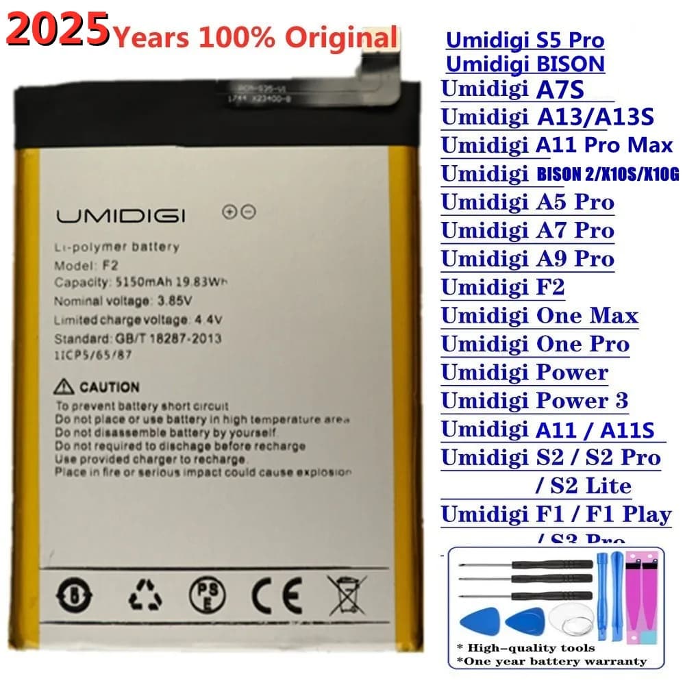 2025 Original Battery For UMI Umidigi A5 A7 A7S A9 Pro A13S A11 Pro Max Bison GT2 X10S X10G F2 F1 Play Power 3 S2 Lite S3 S5 Pro