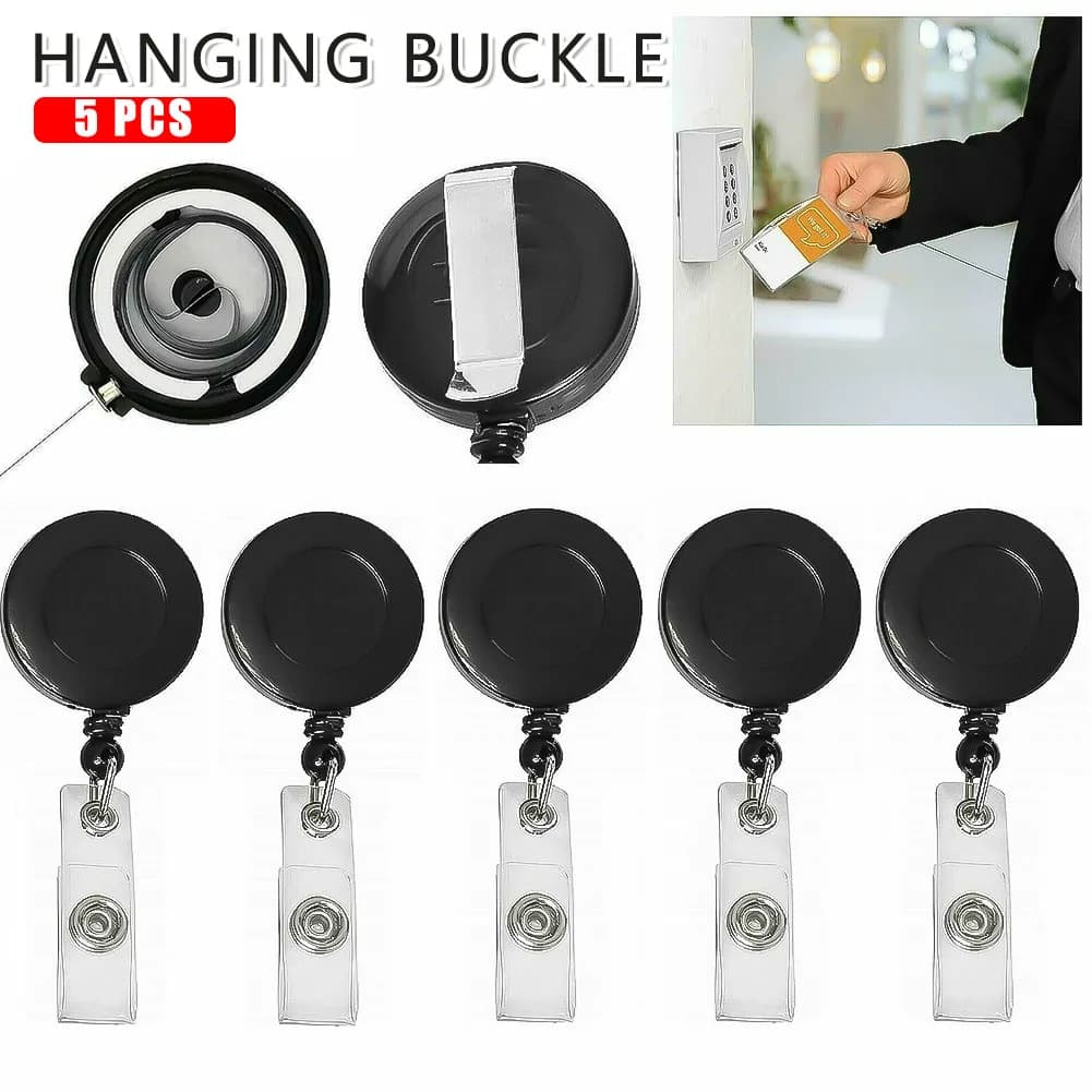 5 Pack Badge Holder Reels Retractable Belt Clip On Retractable ID Card Holders ID Card Buckle Heavy Duty Thick Pull Cord EIG88