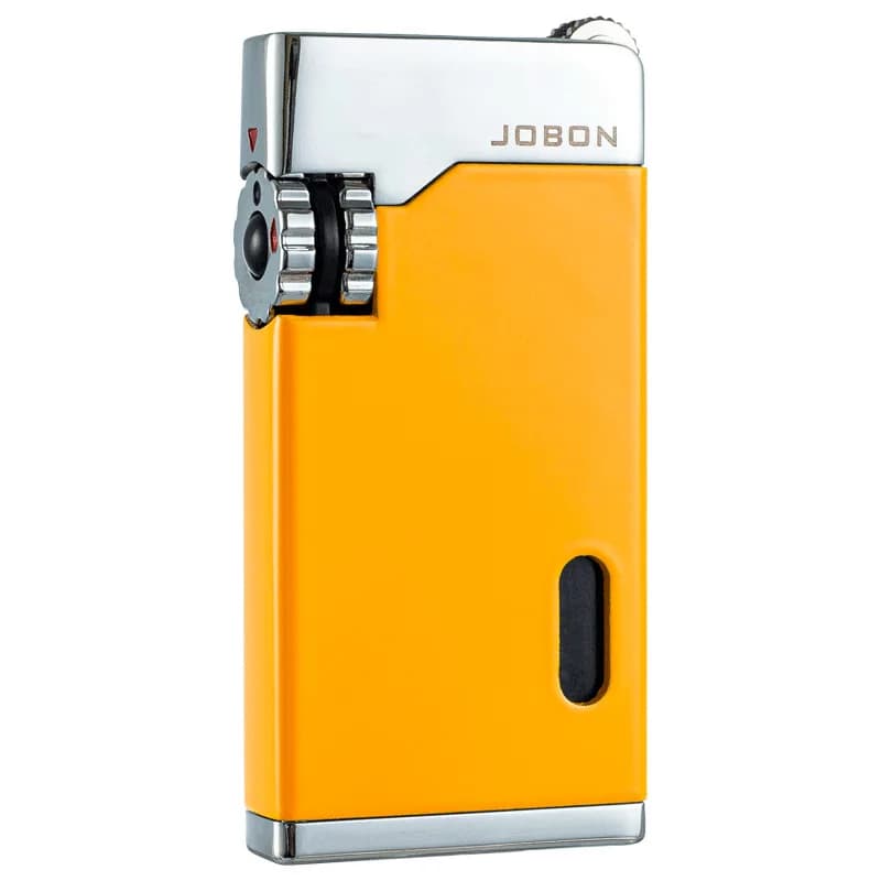 Jobon Creative Blue Flame Dual Jet Refillable Gas Lighter with Visible Gas Tank, Safety Lock, Wholesale