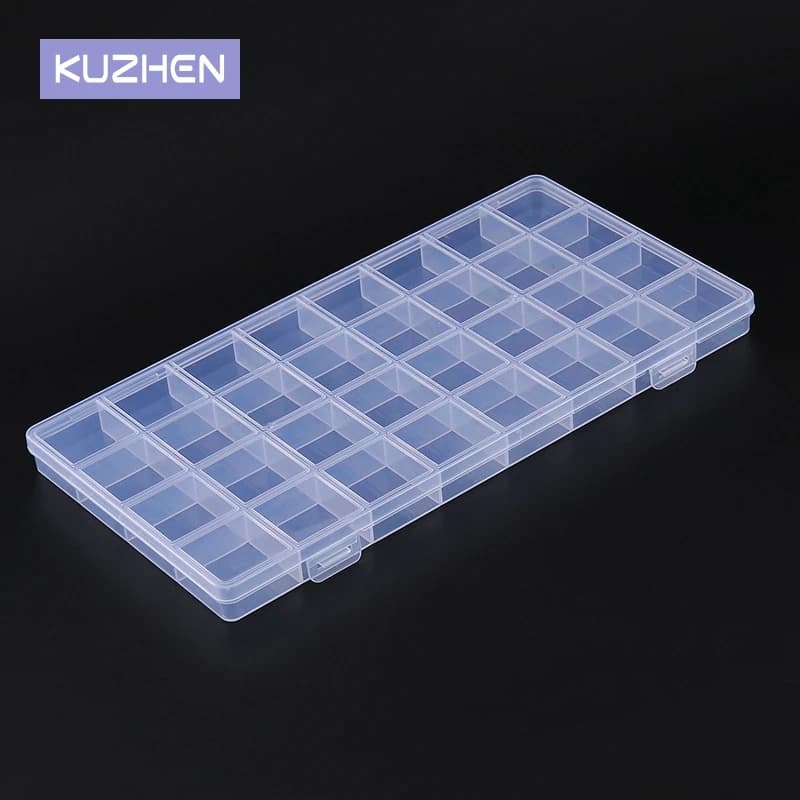32/24/15 Grids Transparent Rectangle Nail Art Storage Box Nail Rhinestone Jewelry Manicure Decoration Accessories Container Case