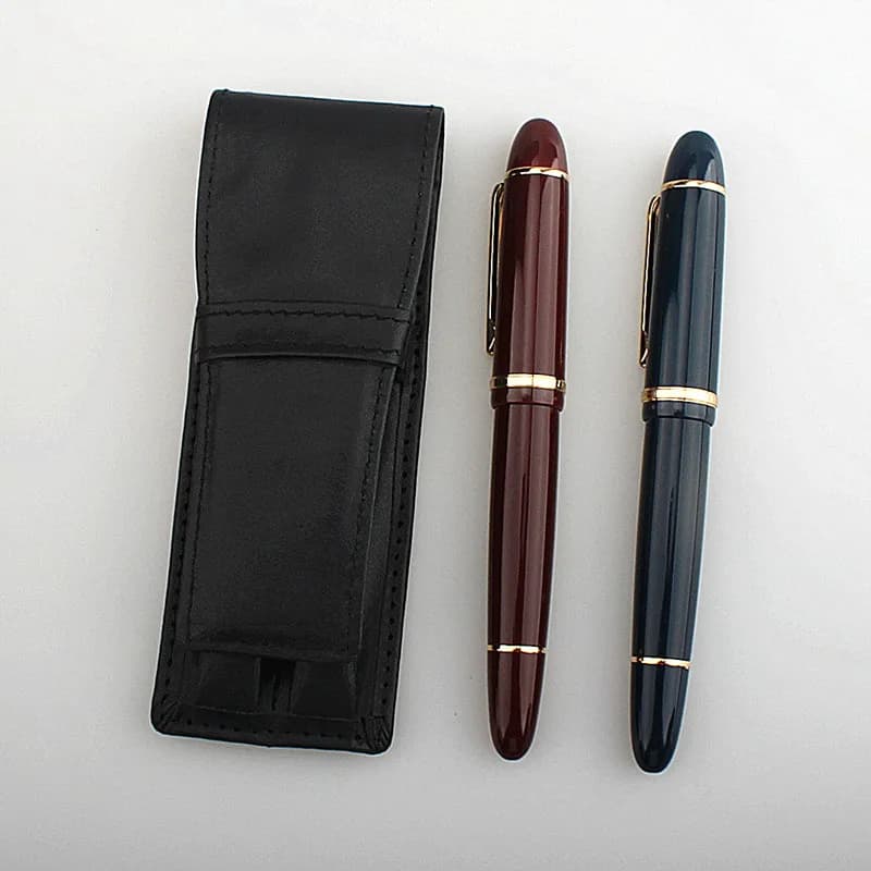 Soft Pencil Case For 2 Slots Holder Protector PU Leather Pencilcase Writing Materials Storage Bag Office School Supplies Gift