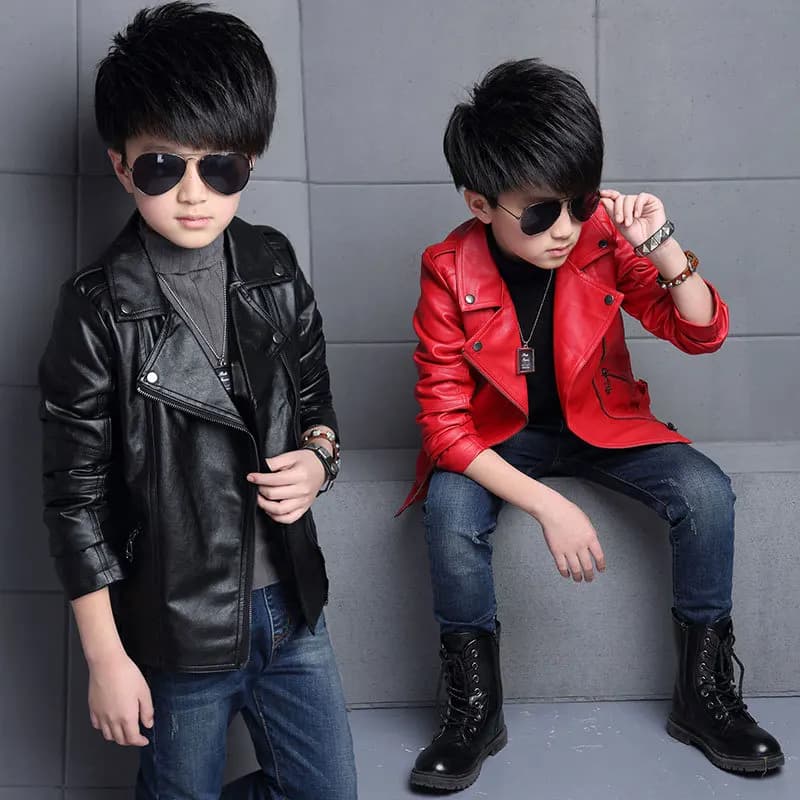 3 4 5 6 8 10 12 Years Spring Autumn Boys Leather Jacket Waterproof Zipper Fashion PU Children's Coat Birthday Gifts Kids Clothes