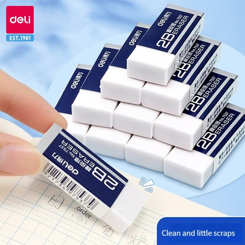 Deli 4pcs Eraser Stationery 2B 4B Soft Rubber for Kids Clear Eraser Pencil Set Office School  Art Supplies Exam Correction
