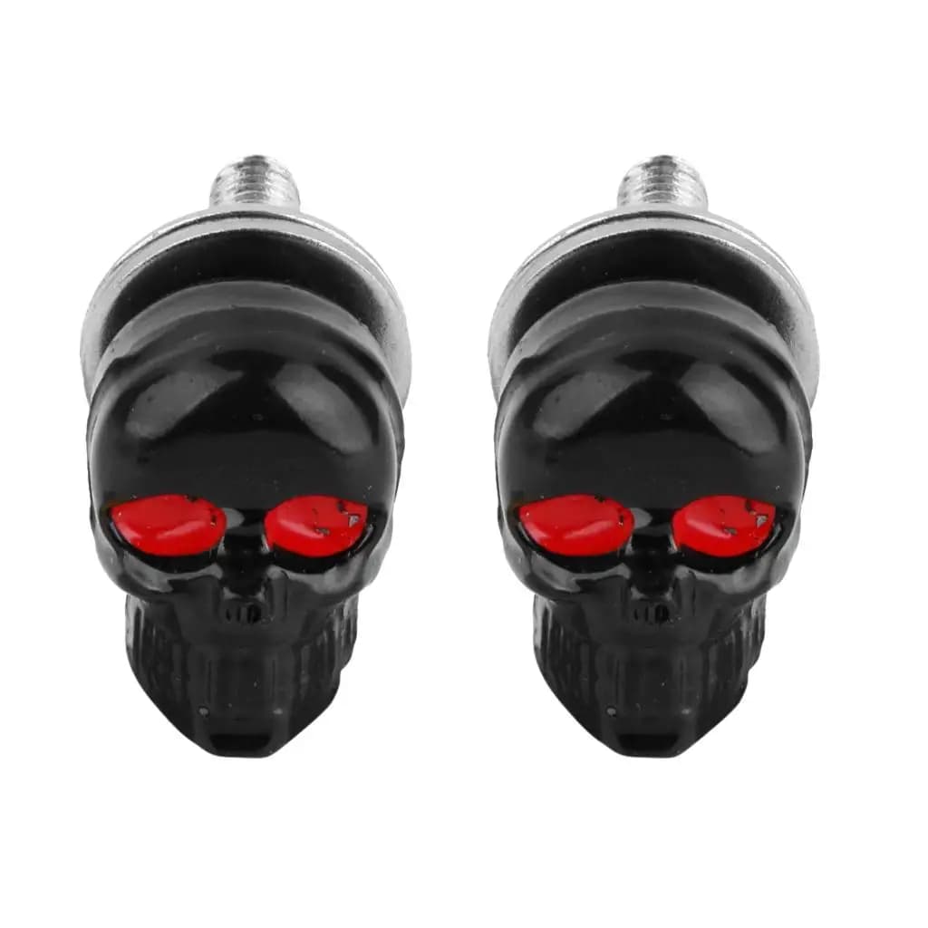 2pcs Motorcycle Skull License Plate Frame Bolts Fastener Car Skull Style Antirust Copper Bolt Core Tyre Tires Valve Stem Caps