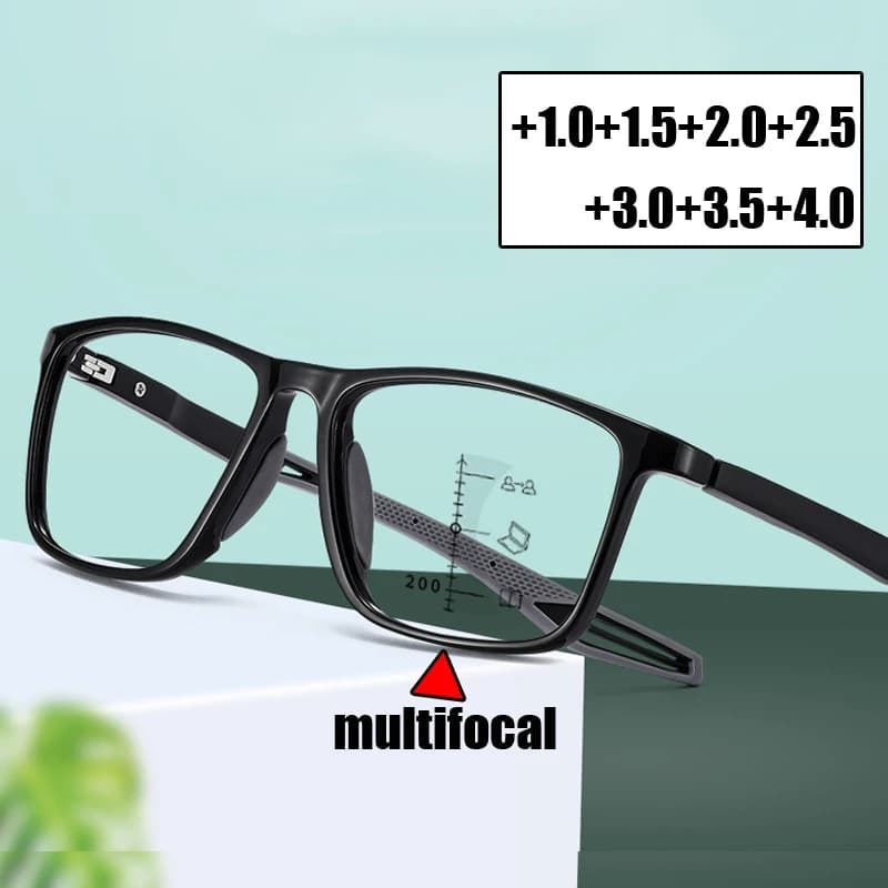 Elastic TR90 Multifocal Reading Glasses Flexible Sports Presbyopia Eyeglasses High Quality Men Women Farsighted Eyewear To +4.0