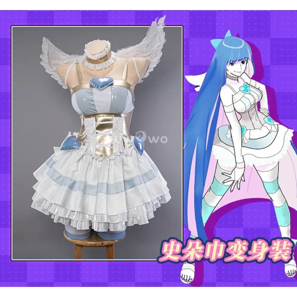 Anime Stocking Anarchy Uniform Fighting Panty Cos Stocking with Garterbelt Cosplay Costume Wigs For Women Men Halloween Costumes