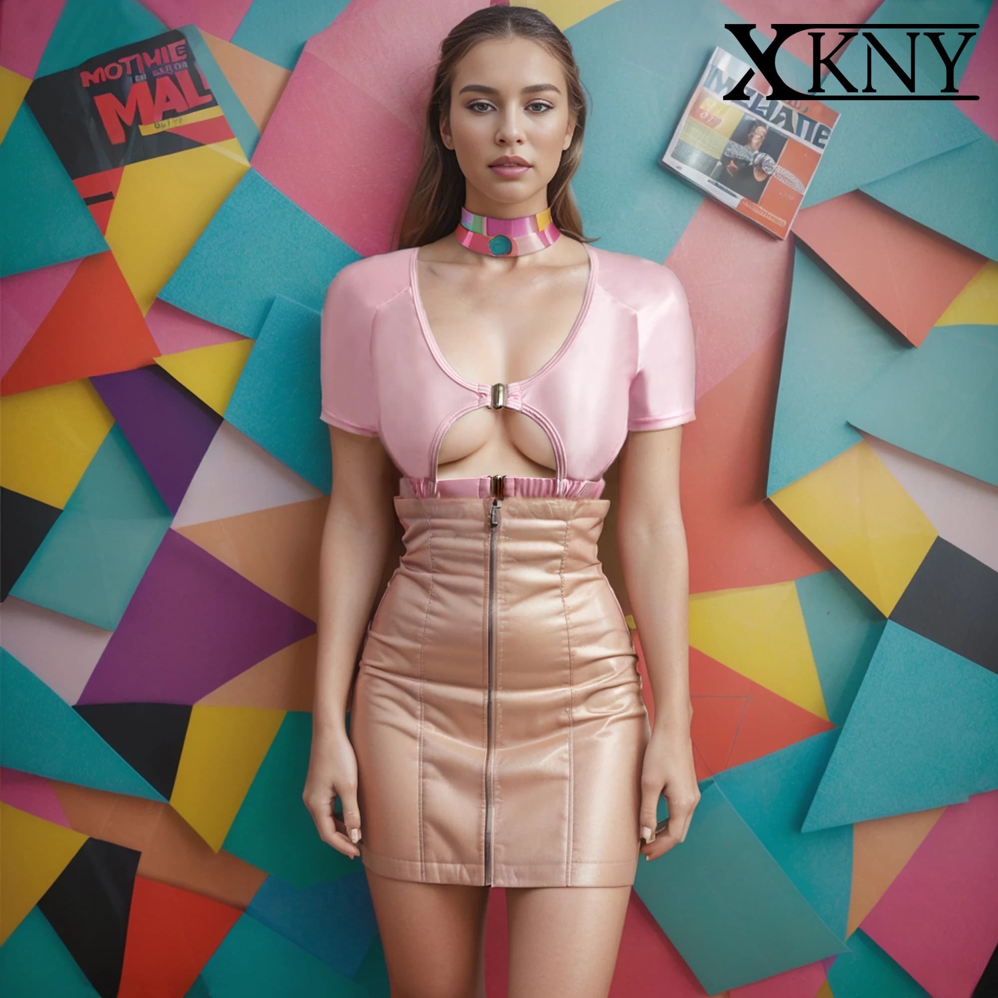 XCKNY glossiness series top satin glossy short sleeve tights clothes backless slim swim hot spring smooth sexy swimsuit