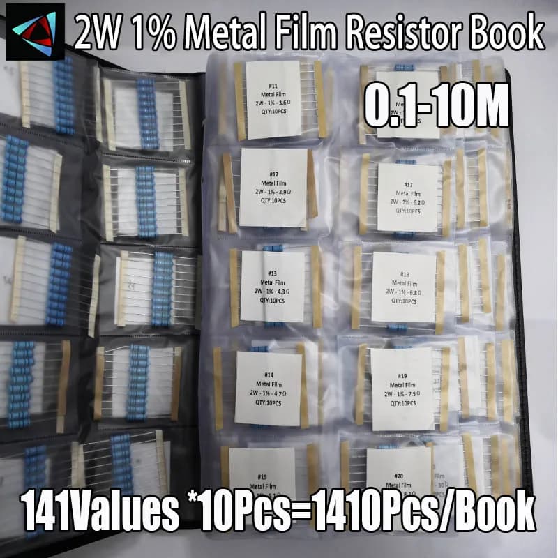 141Values 0.1R~10M Ohm 2W 1% Metal Film Resistor Assorted Kit Pack Sample Book