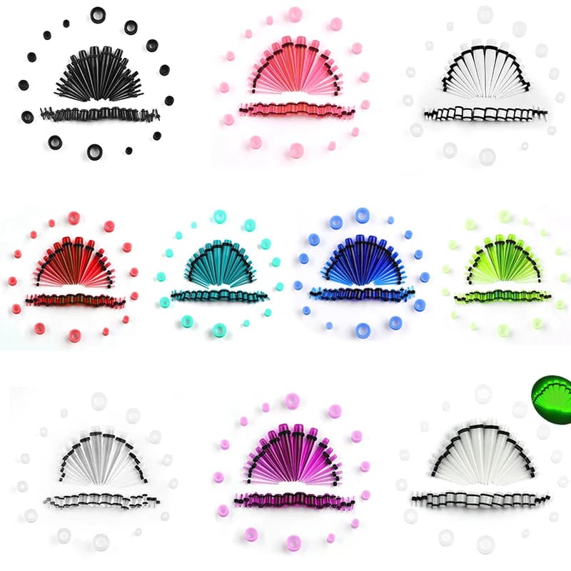 36PCS/lot Acrylic Ear Stretching Kit - Mixed Color Taper & Plug Set, 14G-00G Flesh Tunnel Expanders, Body Piercing Jewelry