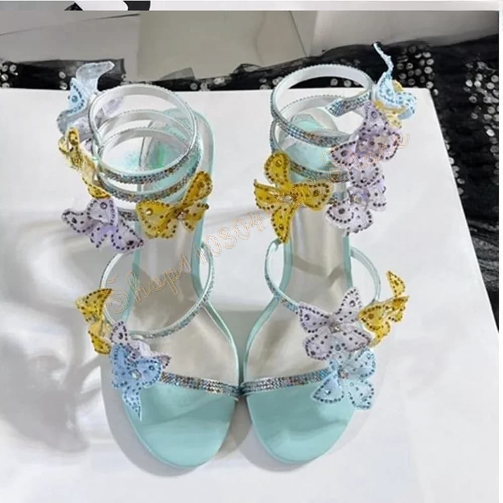 Crystal Snake Winding Flowers Sandals Stilettos High Heels High Heel Shoes for Women Fashion Heels 2024 New Zapatos Para Mujere