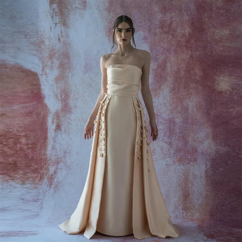 Customized Prom Dress Saudi Arabia Dearin Strapless Column Floor Length Skirts Sleeveless Bespoke Occasion Dresses Formal Evenin