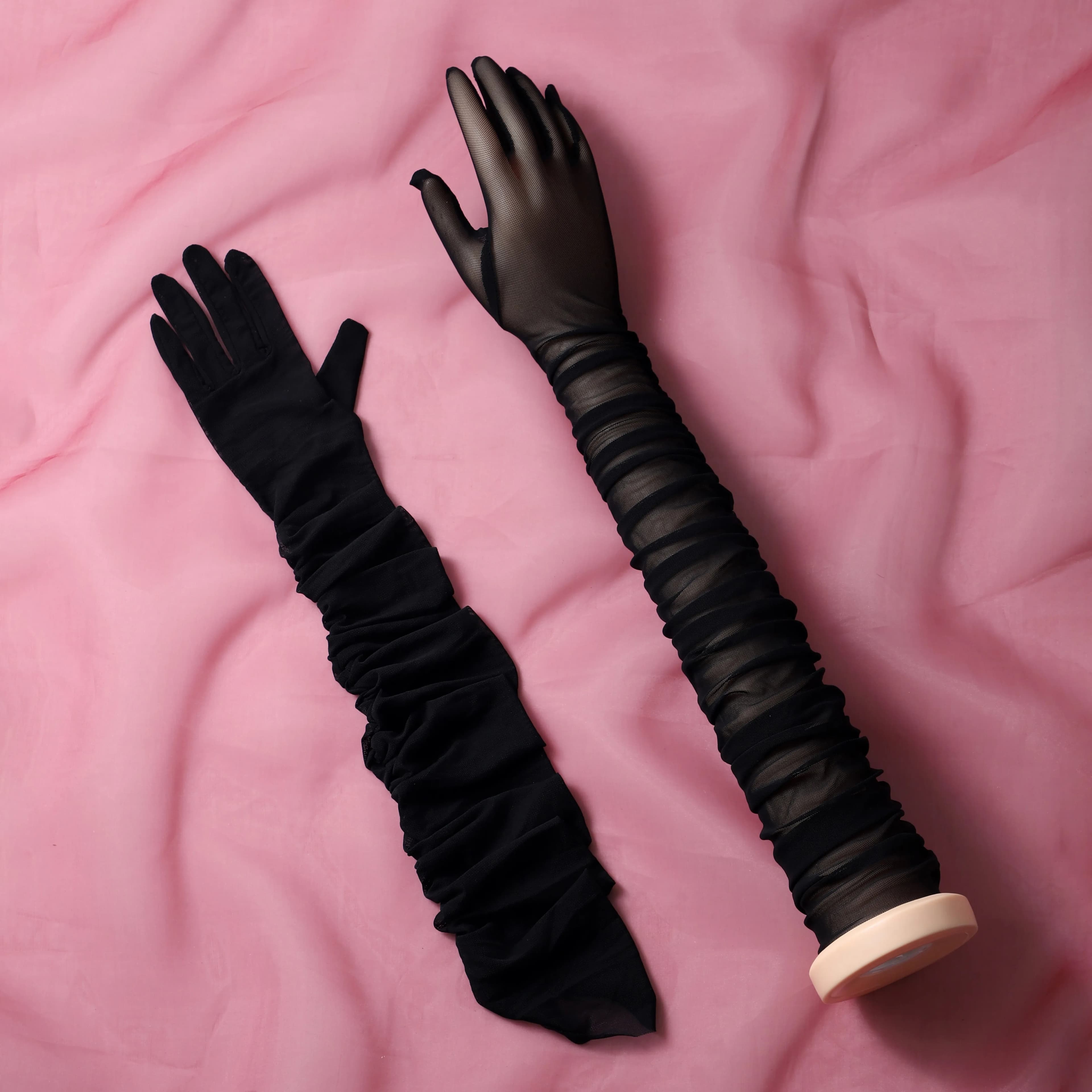 Fingered long bridal gloves, fashionable transparent elbow length Wedding gloves, suitable for women's wedding accessories