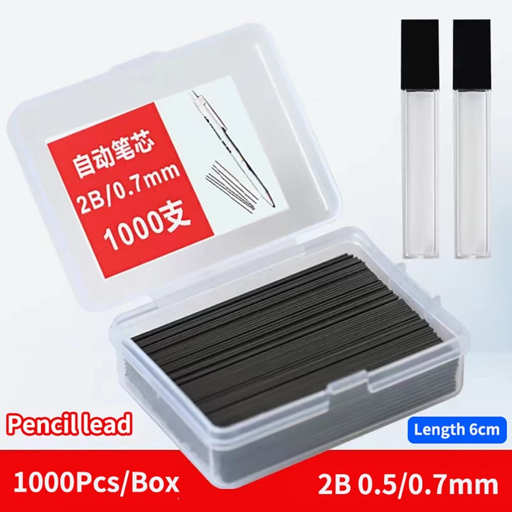 1000Pcs 0.5/0.7mm 2B Mechanical Pencil Replace Lead Pencil Refill Students Erasable Writing Drawing Stationery