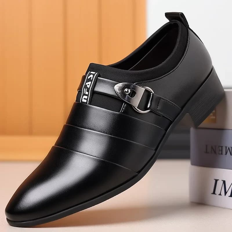 Classic Leather Shoes for Mens Slip on Pointed Toe Oxfords Formal Wedding Party Office Business Casual Dress Shoes for Male 2024