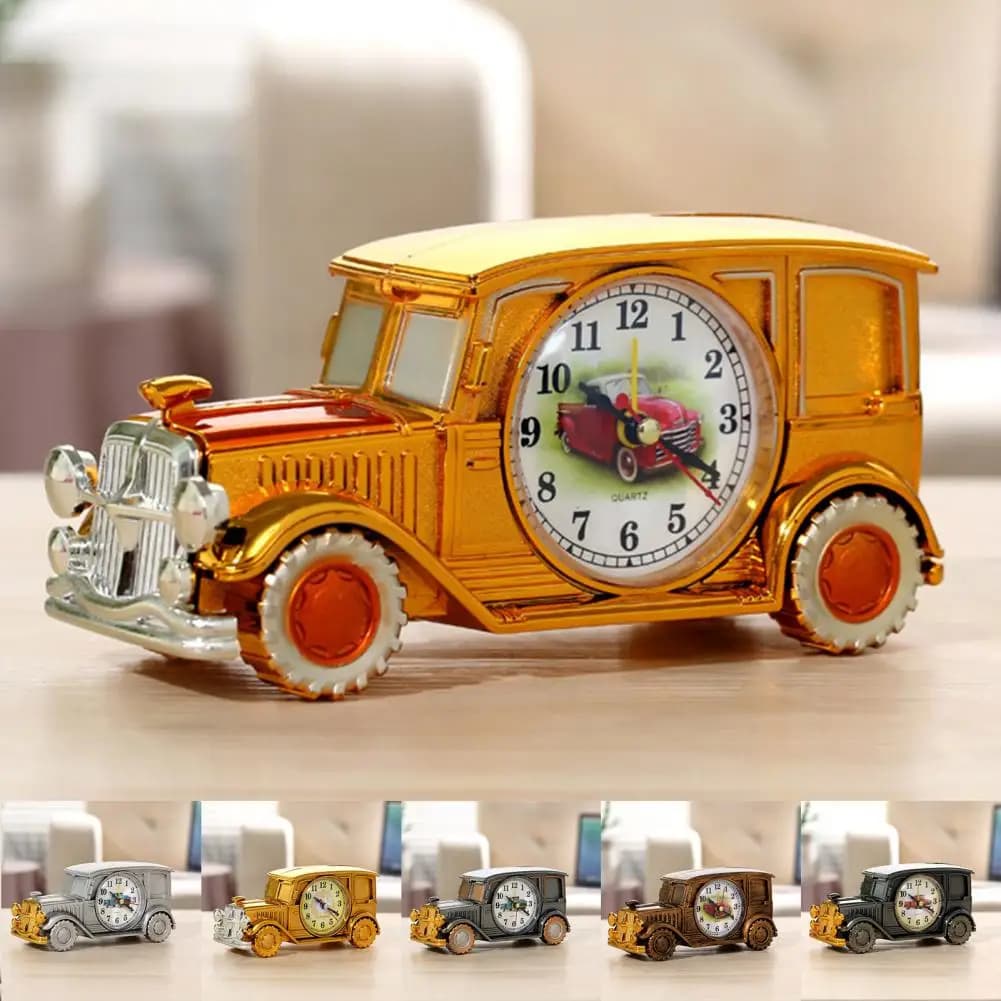 Alarm Clock Big Numbers Digital Pointer Time Display Plastic Vintage Car Shape Desktop Antique Clock Home Decor For Bedroom