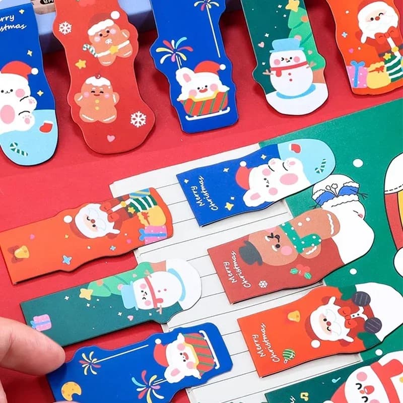 2pcs/set Magnetic Bookmarks Kawaii Christmas Santa Snowman Book Page Folder Book Page Holder Bookmarks for Books Teacher Gift