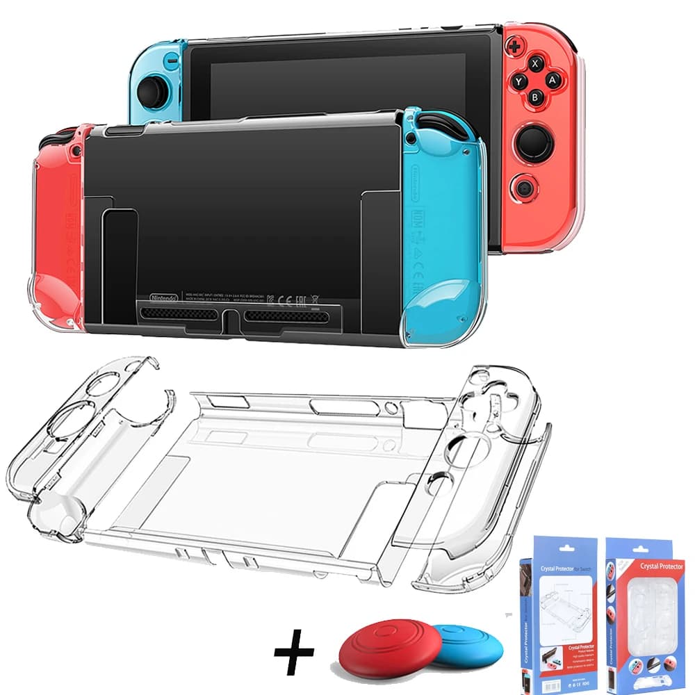 Dockable Clear Hard Case for Nintendo Switch 3In1 Protective Case Cover for Nintendo Switch & Joycon Controller with Grip Cover