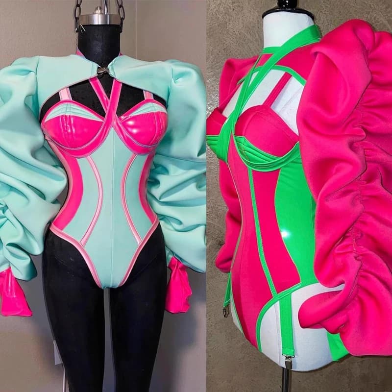 Fluorescent Colors Gogo Dancer Costumes Sexy Pole Dance Bodysuit Bar Nightclub Dj Ds Stage Performance Rave Outfits XS7658