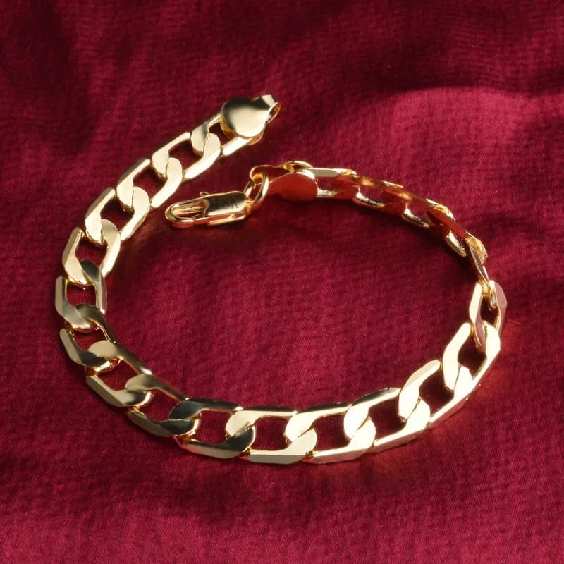 classic 18K gold plated 6MM 20CM Chain 925 Sterling Silver Bracelet for Women men Fashion Wedding Gifts fine Jewelry