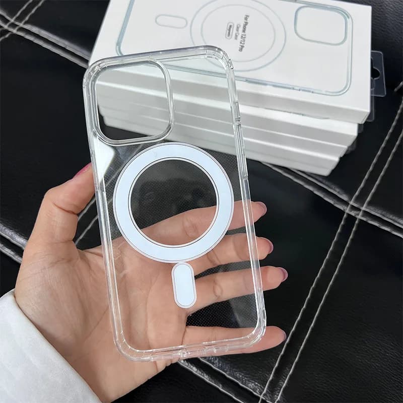 Luxury Transparet Magsafe Wireless Charging Case For iPhone16 15 14 13 12 11 Pro Max Plus Mini Magnetic Transparent Bumper Cover