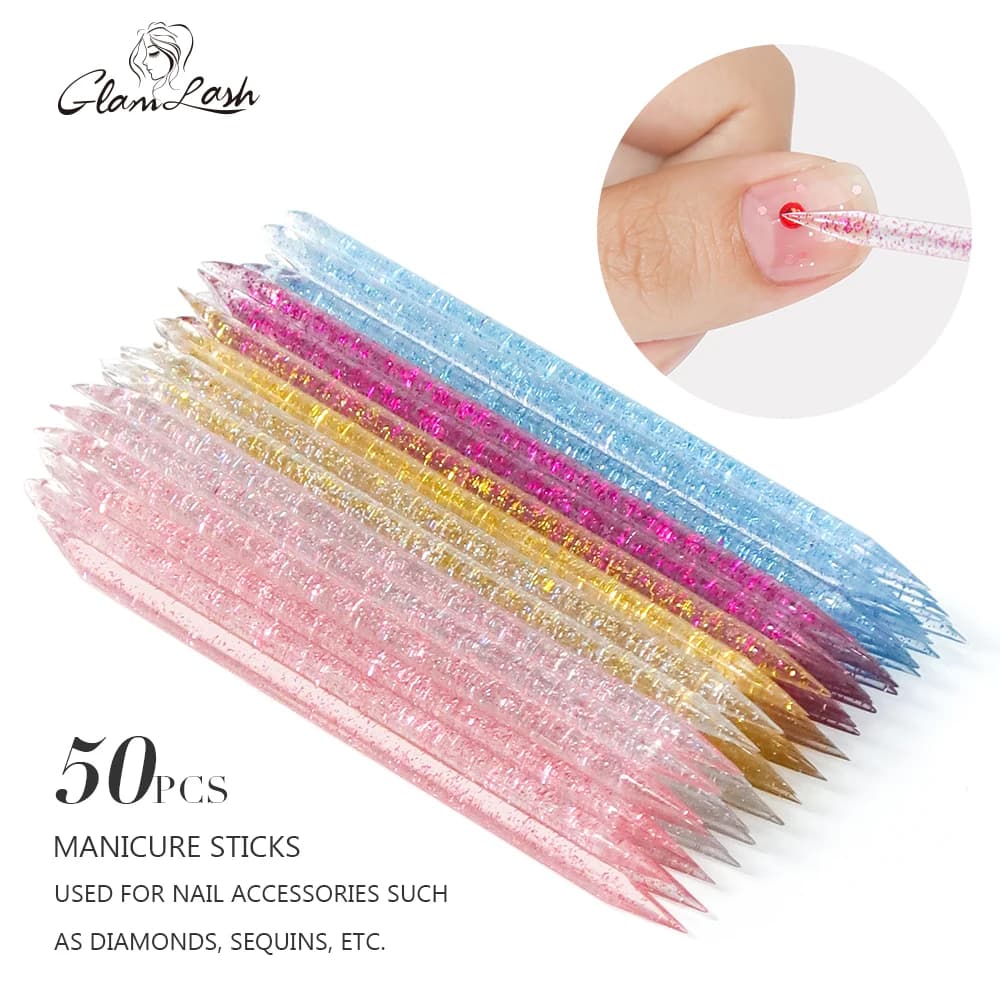 GLAMLASH Wood Sticks for Cuticle Pusher Remove Forks for Nail Art Pedicure Manicures Makeup Tool