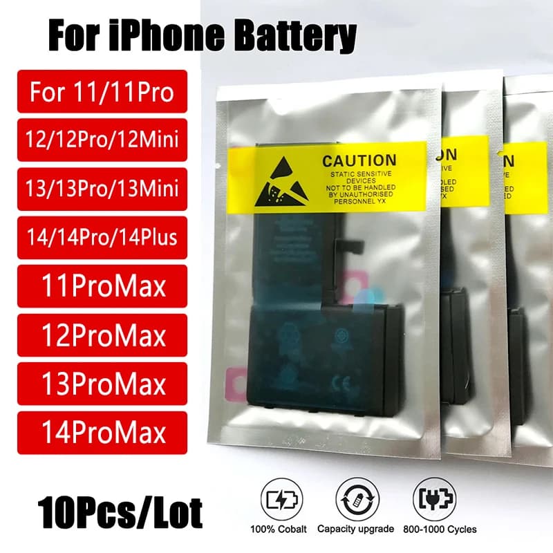 10pcs/Lot 0 Cycle For Iphone 11 12 12mini 13 13mini 14 14Pmax Replacement Battery For 11 12 13 14Pro Max 2025 New Battery