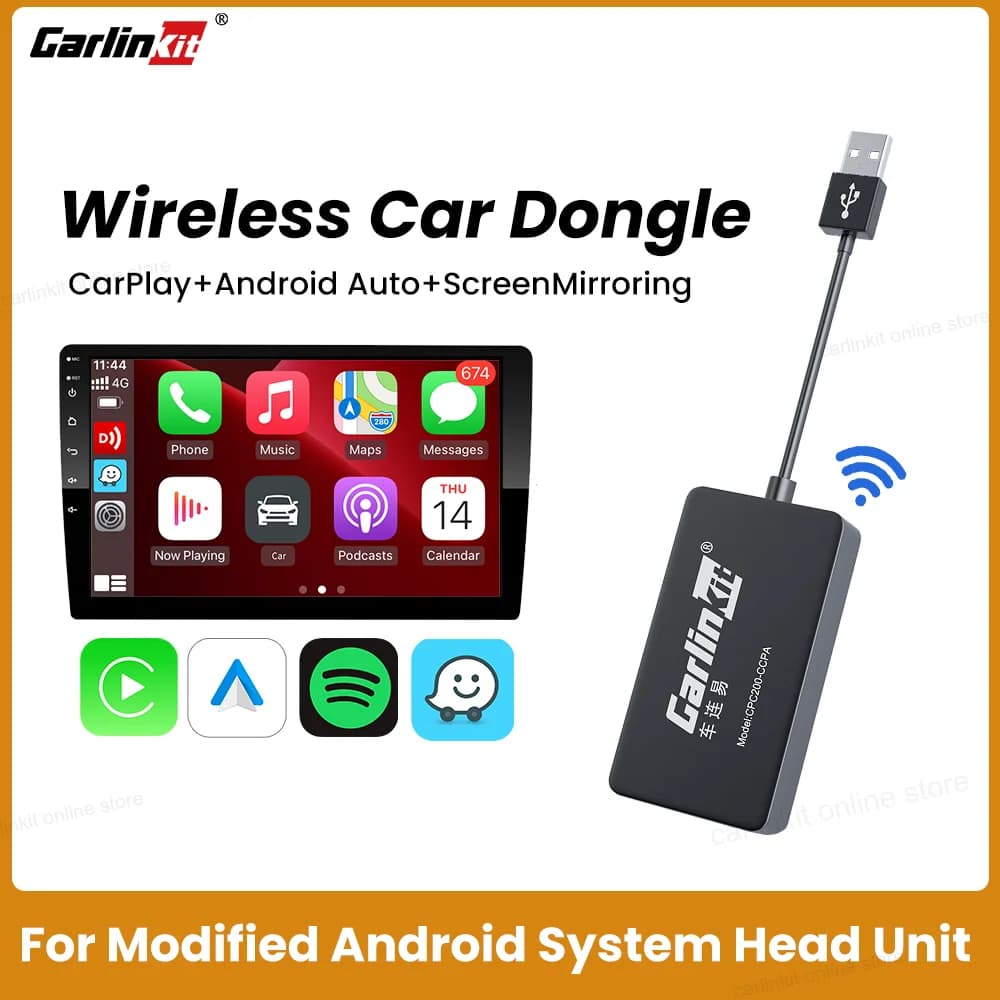 Carlinkit Wireless Android Auto CarPlay Dongle Wired Screen Mirroring for Aftermarket Android Radio Smart Link Box