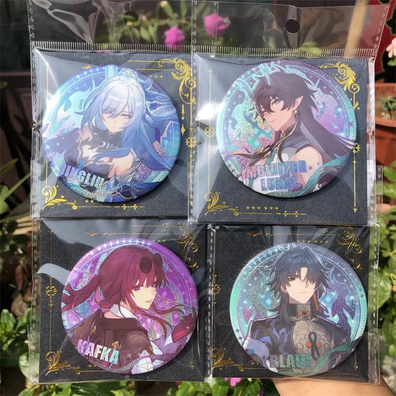 68mm Game Honkai: Star Rail Luocha Imbibitor Lunae Blade Kafka Seele Cosplay Badge Pin SPTE Tinplate Brooch Accessories Prop
