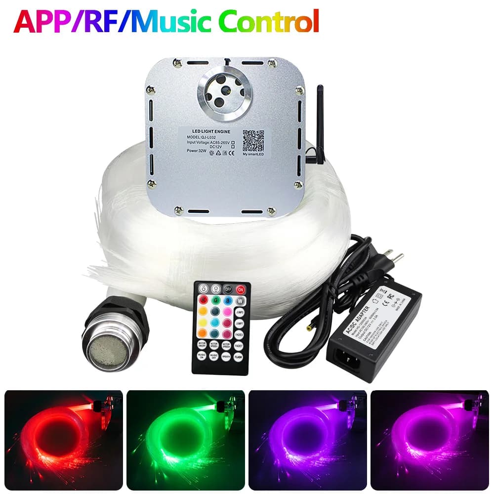 32W Twinkle RGBW Fiber Optic Starry Sky kit Smart APP Sky Star Fiber Optic for Car home starry Sky Ceiling Fiber Optic Light