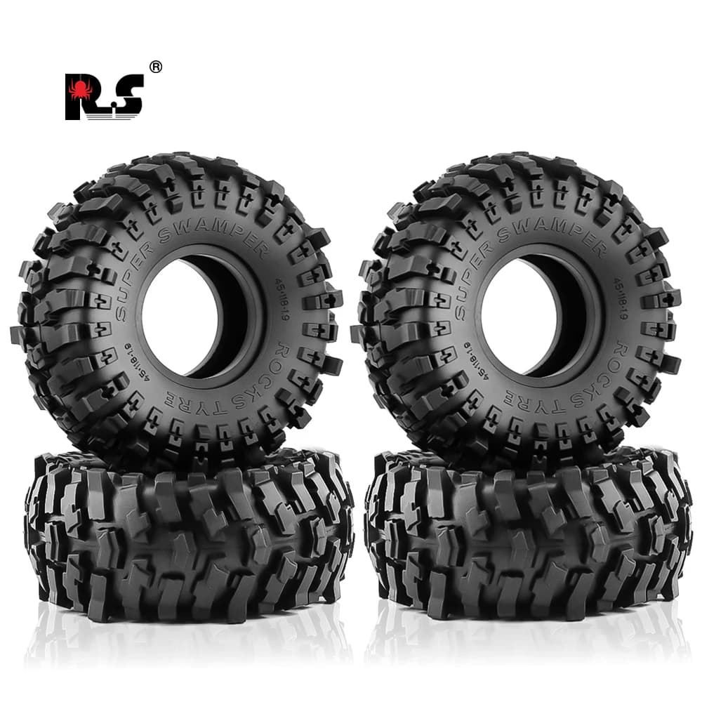 4PCS Soft Rubber 1.9 Wheel Tires 118*45MM for 1:10 RC Crawler Car Axial SCX10 90046 AXI03007 TRX4 RBX10